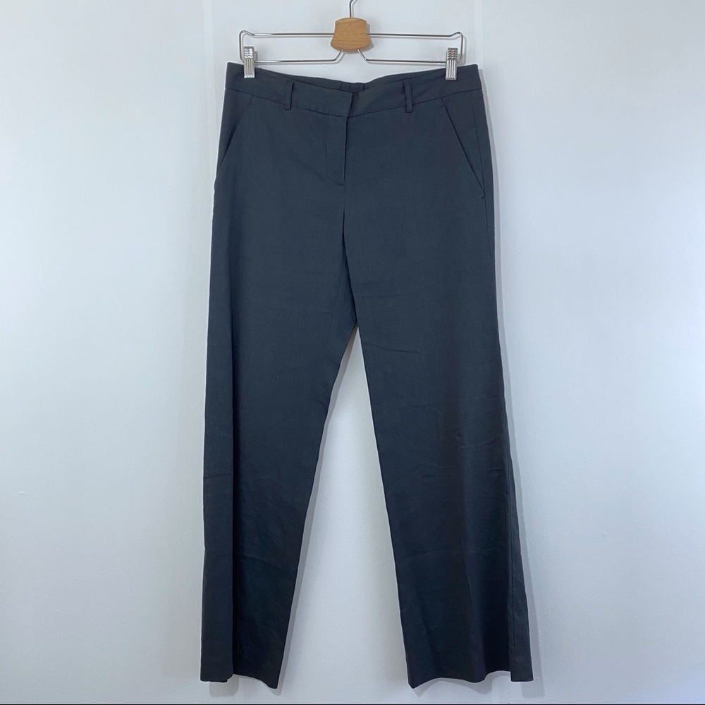 Theory size 10 steel blue linen blend pants
